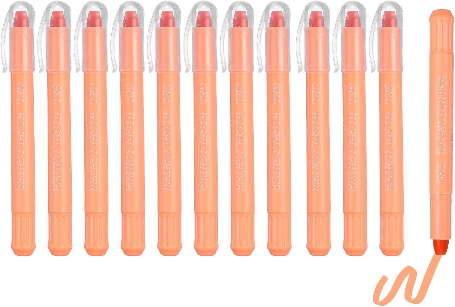 PATIKIL 12Pack Gel Highlighters, Highlighters Pens Wax Crayon Neon Clear View Bright Marker Pen Twist Up Gel Stick Cute Pastel for Home Office Study Journaling Supplies, Orange