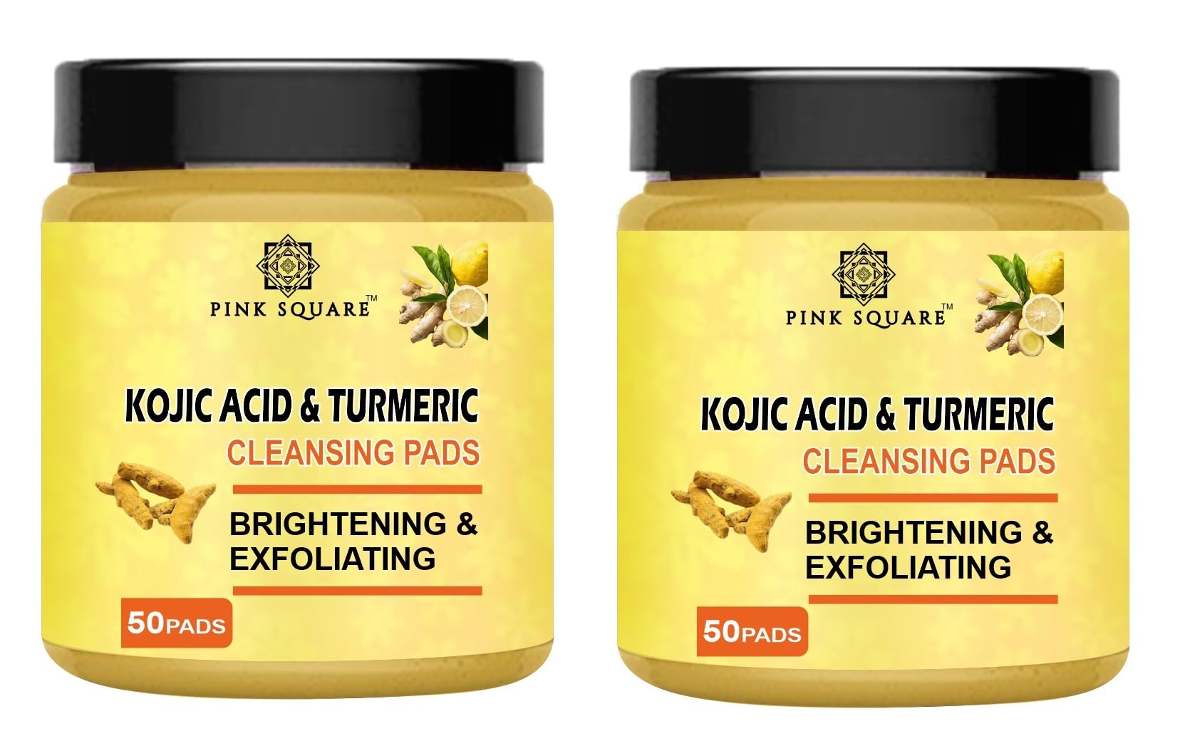 Pink Square Kojic Acid and Turmeric Cleansing Pads for Glowing Skin (Pack of 2, Each 50 PCS)|Brightening and Exfoliating Face Pads for Clear, Deep Cleansing and Hydrating Formula, for Brighten Skin|-image-27
