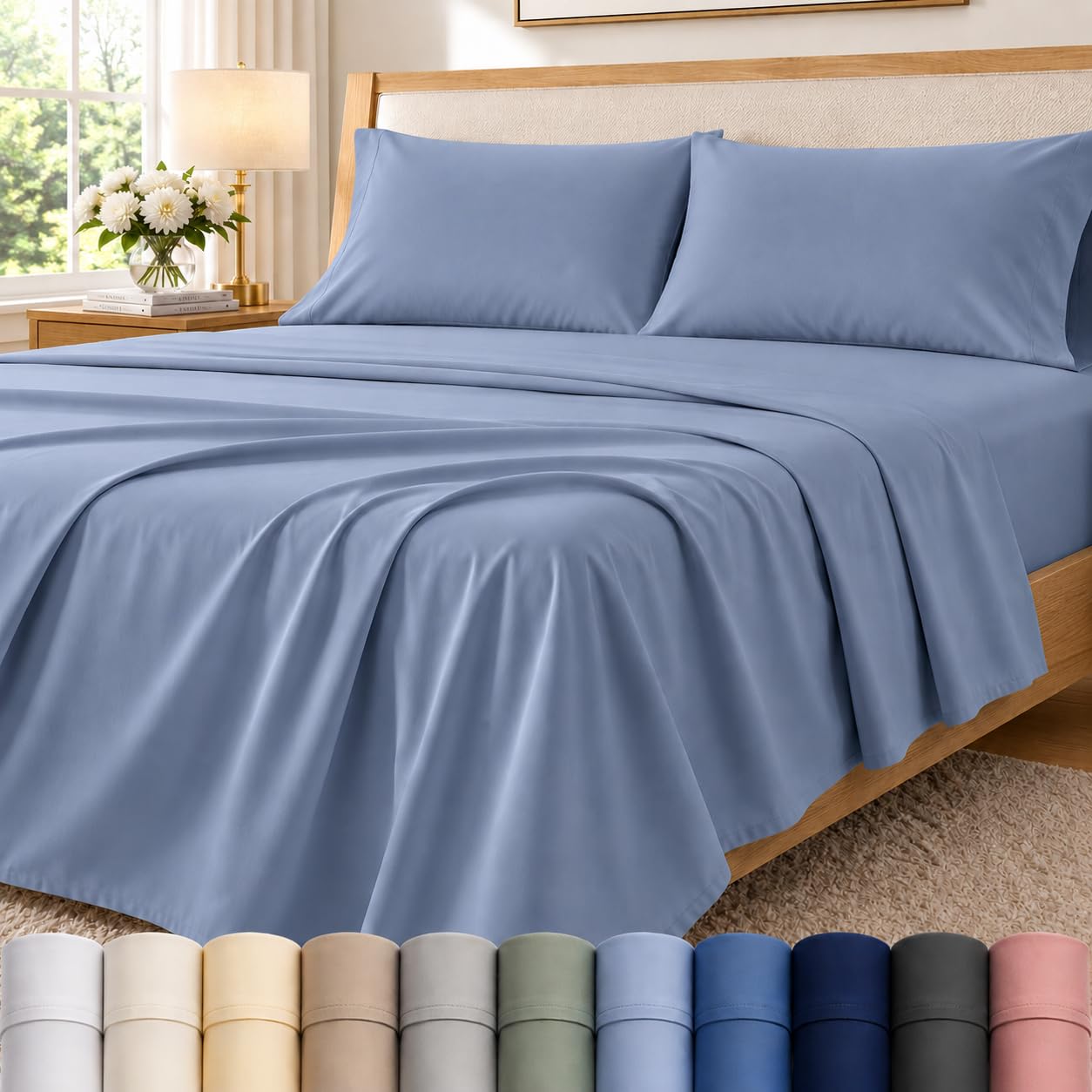 French Blue Queen Sheet Set - 400 Thread Count -1 French Blue Queen Sheet Set - 400 Thread Count -1