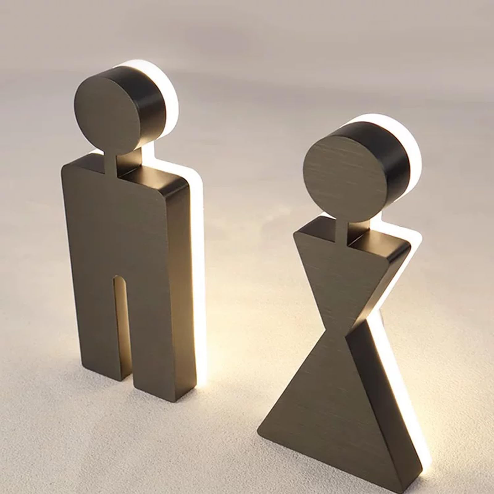 Señal de baño – Identificador de inodoro de acero inoxidable para hombres y mujeres, soporte de pared iluminado para hoteles, oficinas, restaurantes y espacios públicos