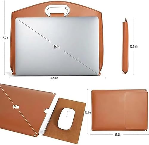 Miniatura 6 de Bolsa de cuero impermeable para laptop de 14-16 pulgadas, 2 bolsas para laptop para mujeres, maletín de trabajo para portátiles y fundas para iPad