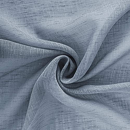 Image of KOUFALL Dusty Blue Short Curtains 24 Inch Length for Small Windows Set of 2 Pieces Sheer Kitchen Curtains 30x24 Long