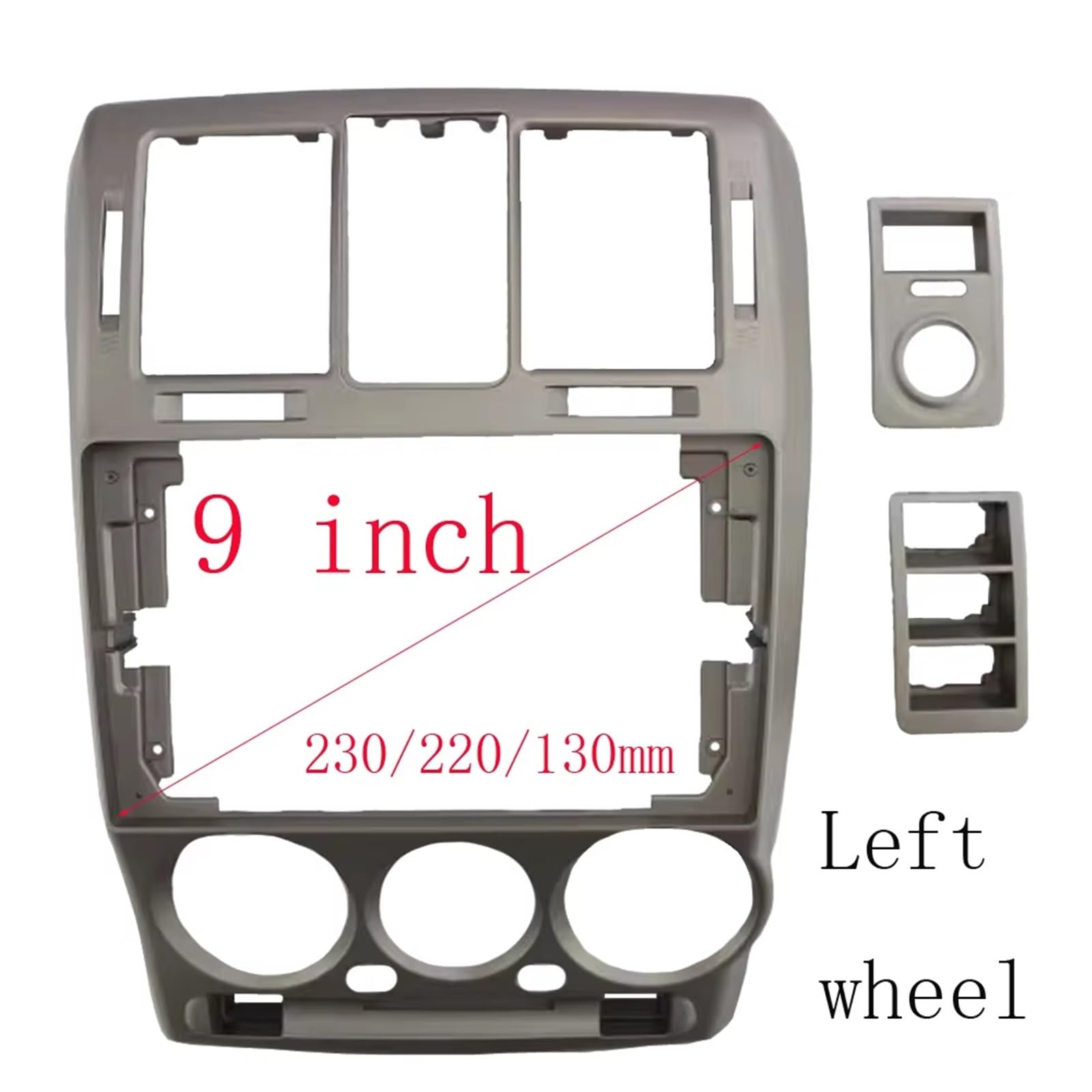 Marco Radio para Coche Marco Audio 9 Pulgadas 2 DIN Panel Salpicadero DVD Plástico 2002-2011 para Hyundai Instalación para Getz Panel Embellecedor Radio(Left Wheel Blcak)