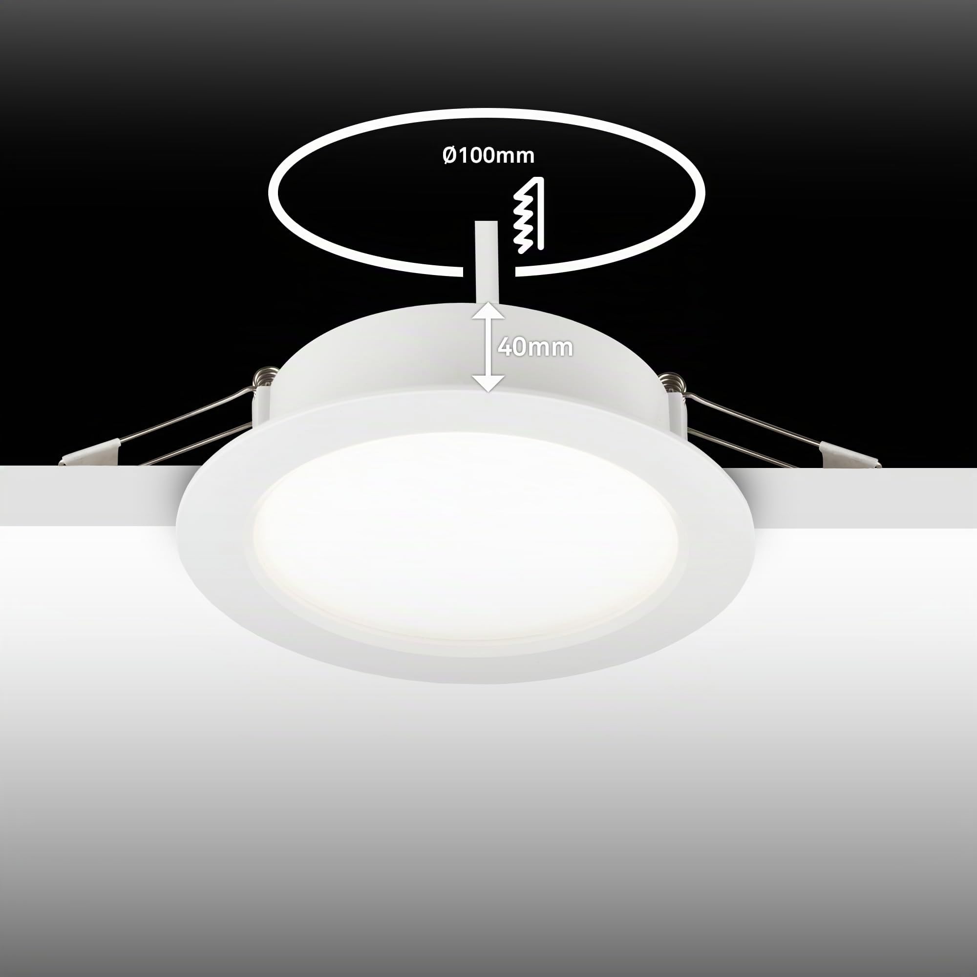 BRILONER - 3er Set LED Einbaustrahler 230V mit Fernbedienung, dimmbar, RGB, CCT wamweiß bis kaltweiß, Spot, Deckenspots, Einbauleuchten, Badezimmer, Einbauspots LED, 12x4 cm, Weiß