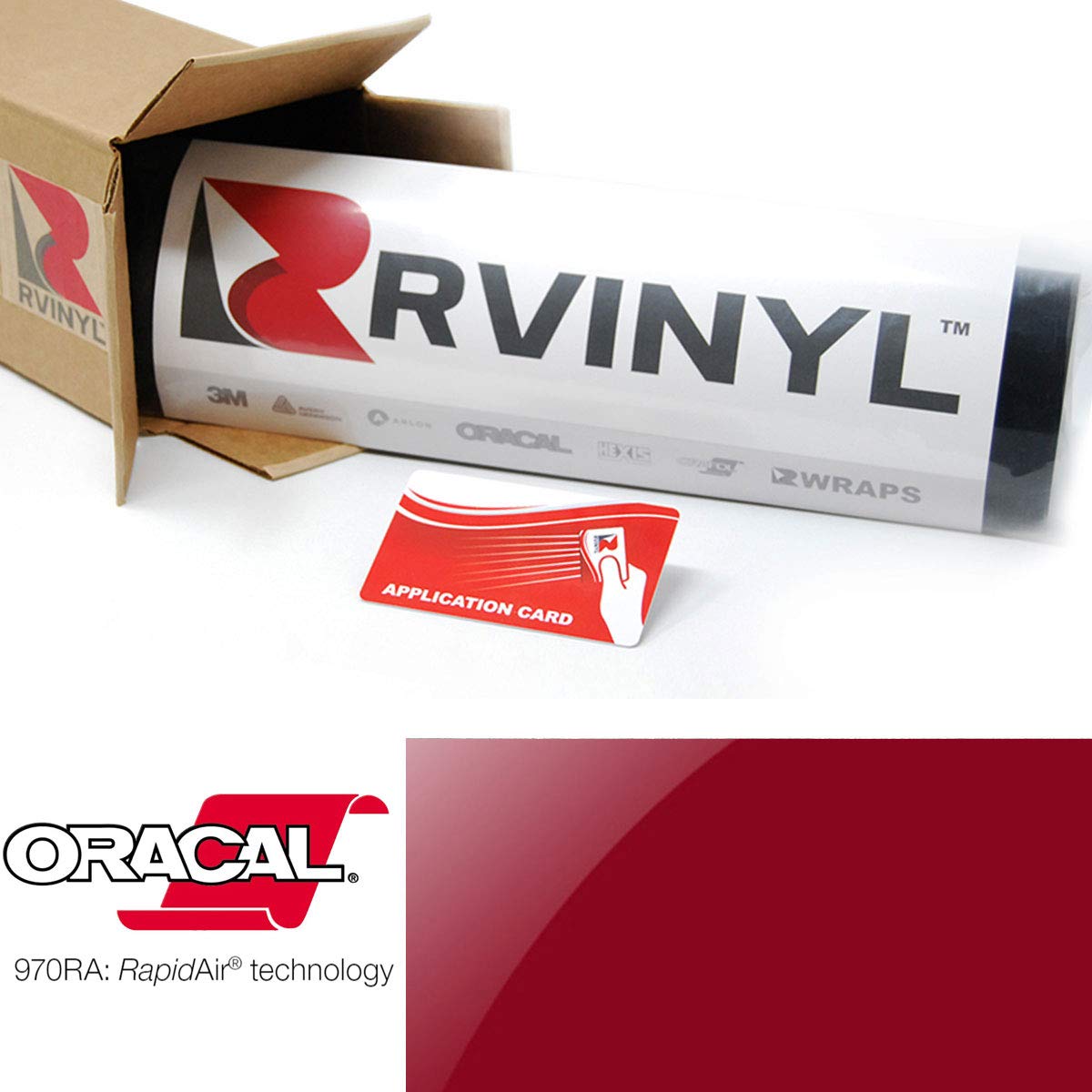 ORACAL 970RA Gloss Red 031 Wrapping Cast Film Vehicle Car Wrap Vinyl Sheet Roll - (1ft x 5ft)