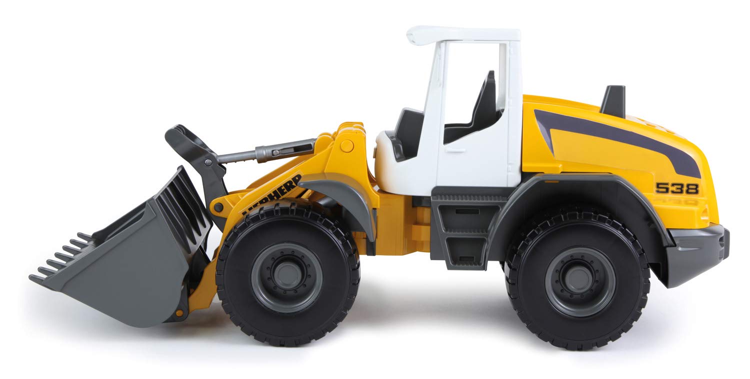 Worxx Liebherr L538 Litronic Wheel Loader, 48 cm, Realistic Construction Site Vehicle, Robust Toy with Functional Shovel and Handle, for Children from 3 Years, Yellow
