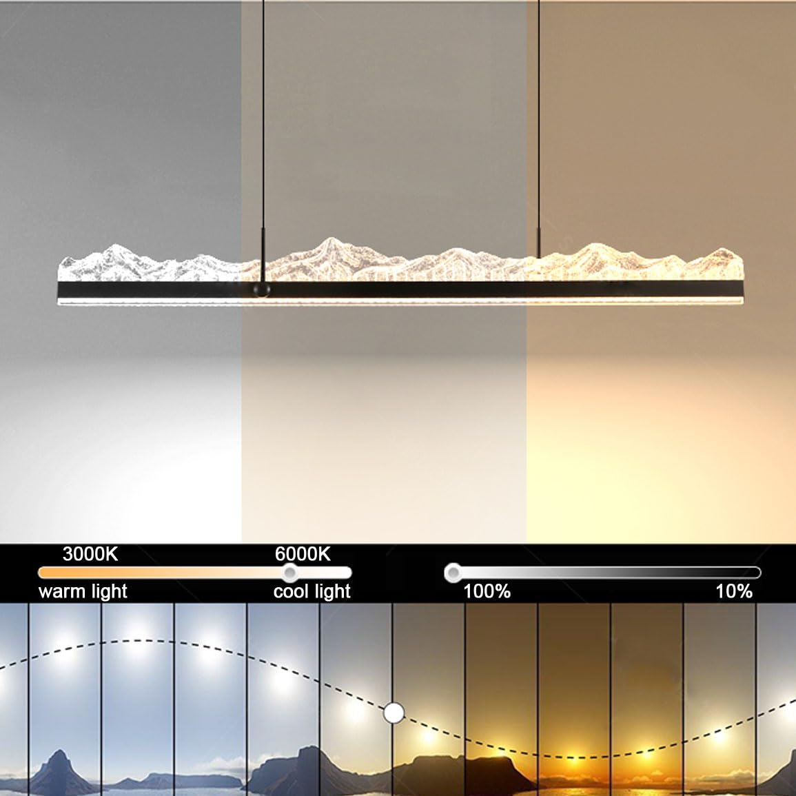 120cm LED Pendelleuchte Esstisch Decken-Hängelampe Modernes Lineares dimmbare Hängeleuchte Esszimmer mit Fernbedienung höhenverstellbar LED Esstischleuchte Esszimmerlampe Büro Schwarz Kronleuchter