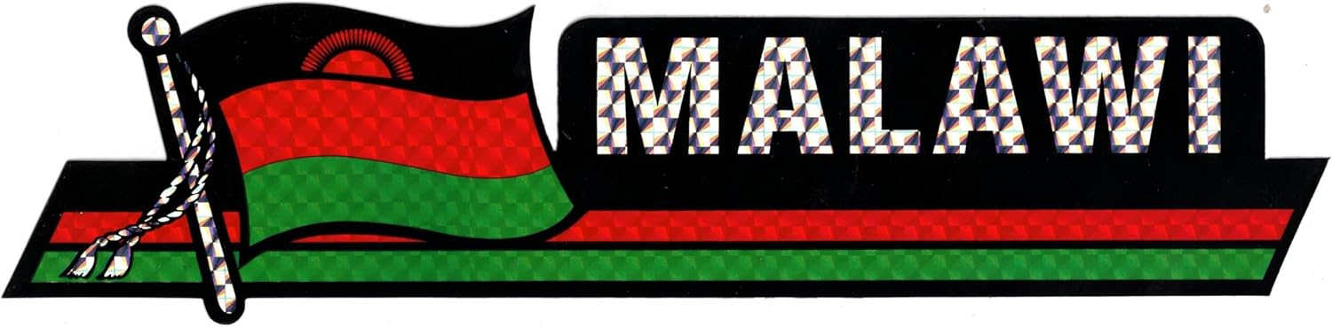 Pack of 50 Malawi Flag 3"x12" Reflective Decal Bumper Sticker DCX-145