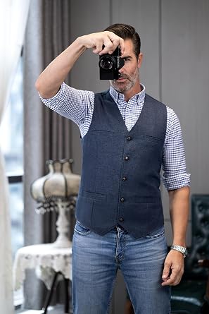 Solovedress Mens Vintage Waistcoat Tweed Wool Regular Fit Suit Vest for Wedding Groomsmen