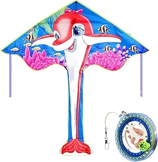 Kite for Outdoor Games and Activities Children's Kite Cute Dolphin Kite Set Adult Kite Breeze and Easy to Fly Easy Fly Kites (Size : with 300m Reel)
