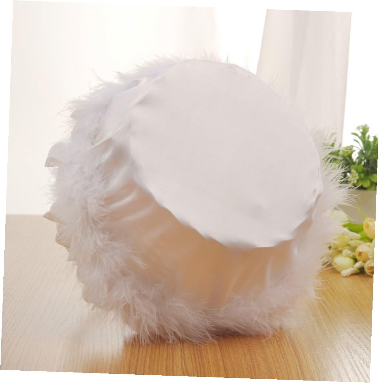 KESYOO Wedding Flower Girl Basket White Delicate Wedding Basket with Handle for Bride Ceremony Supplies and Flower Petals Holder