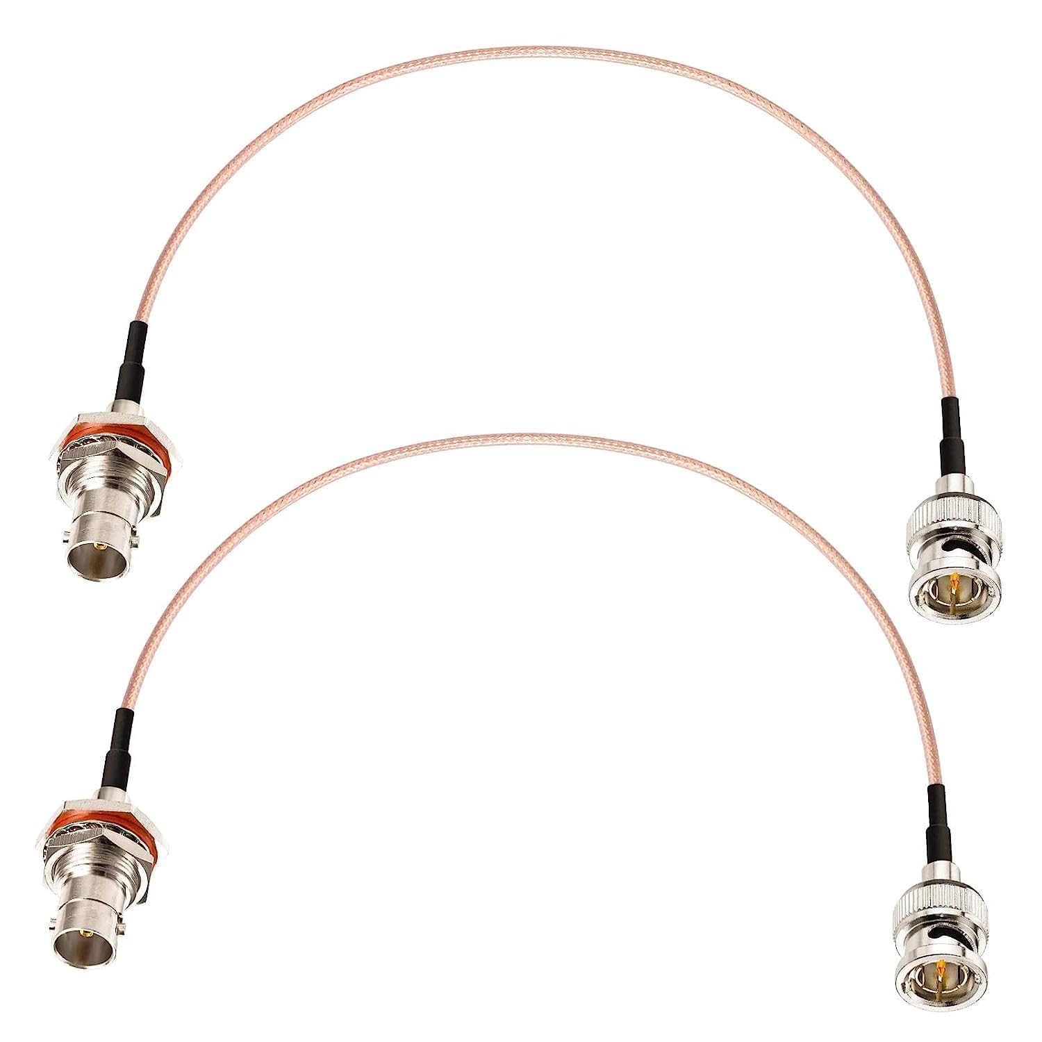 GraspaDeal Mini Bulkhead Cable SDI Cable for HD SDI 3G SDI Recorder Camera Monitor Converter BNC Male to BNC Female (75 Ohm, 12inch, 2-Pack