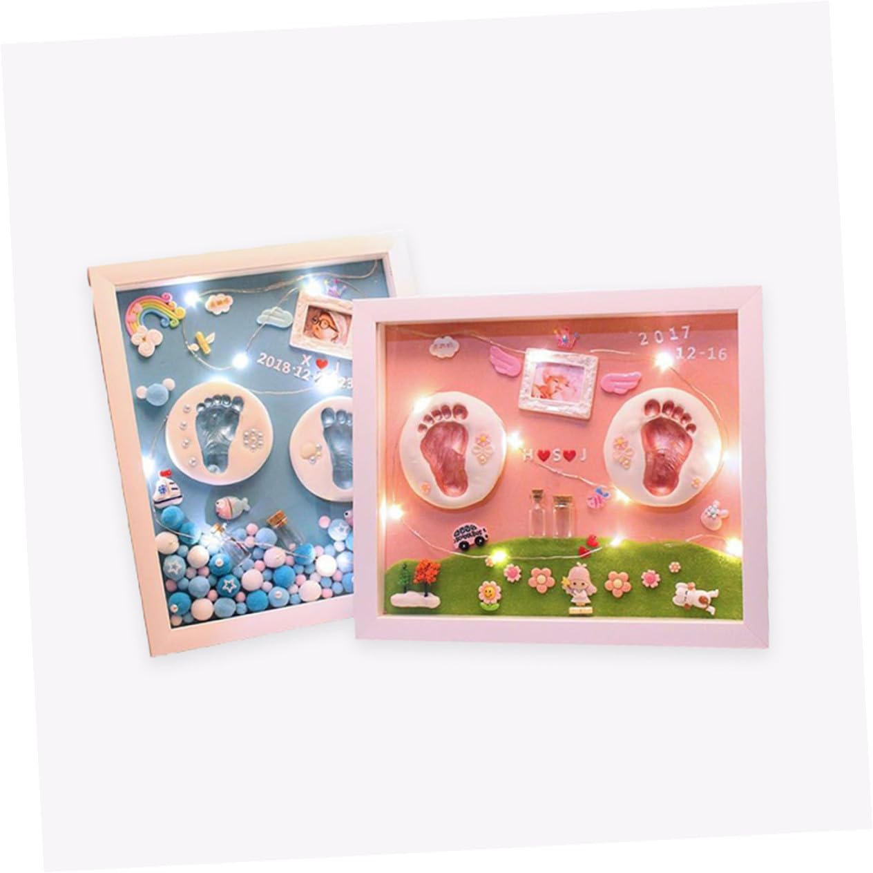 VICASKY Kit per Impronte di Mani e Piedini Bambino Bambina Cornice in Acrilico Oro per Regalo Primo Compleanno o Cerimonia e Decorazione Murale