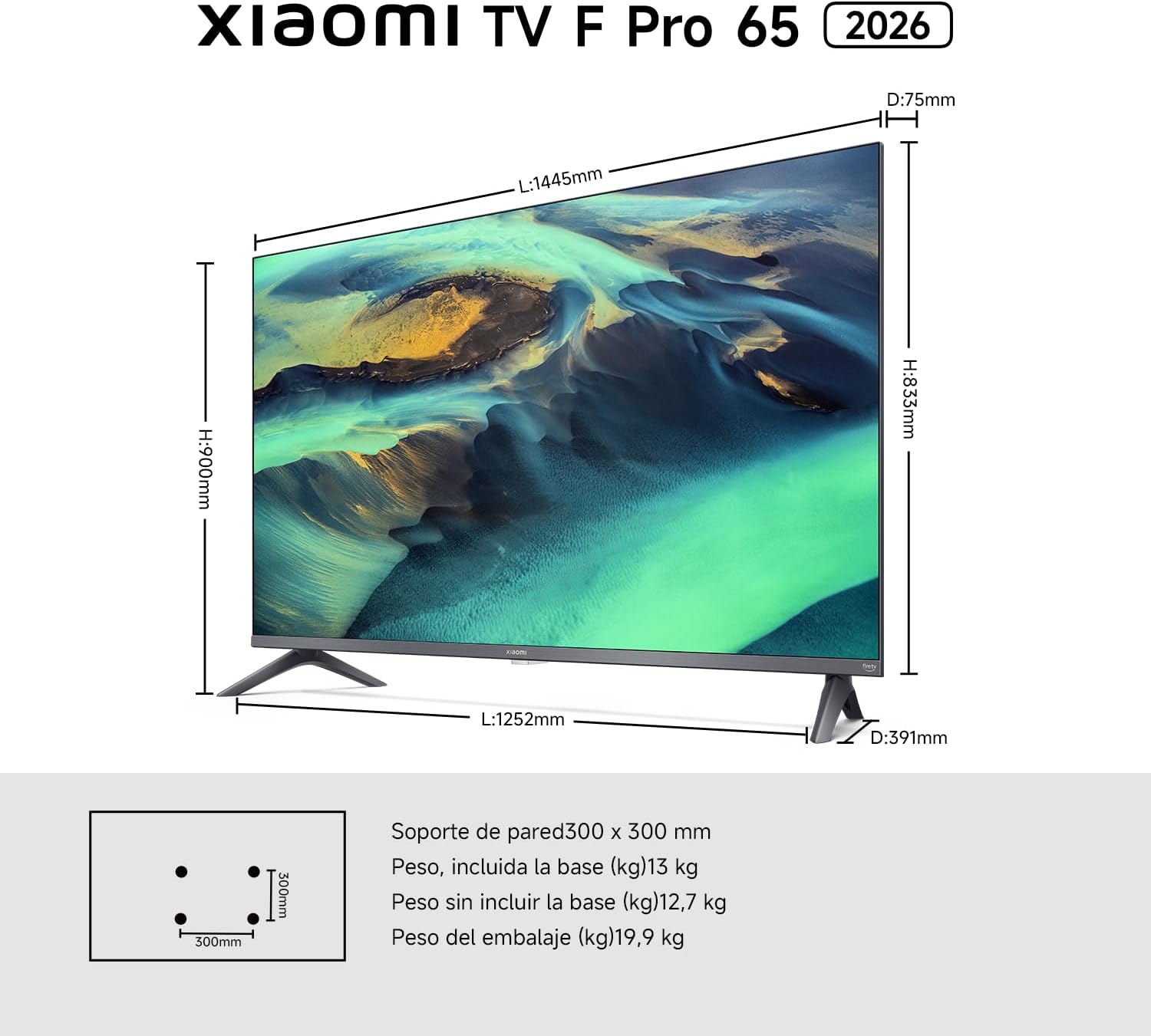 XIAOMI TV F Pro 65, 65 Pulgadas (165 cm), 4K UHD QLED, Smart TV, Fire OS8, Control por Voz Alexa, HDR10+, Modo Game Boost 120Hz, MEMC, 2GB+32GB, Compatible con Apple AirPlay 23