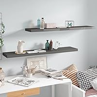 Vista 131 de Estantes flotantes de pared, 2 piezas de madera de fibropanel de densidad media gris de 47.2 x 9.3 x 1.5 pulgadas, estante de almacenamiento