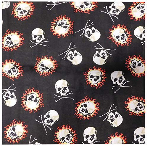 Trade Winds Wholesale Lot of 6 Skull & Crossbones Skull on Fire Black Cotton 22