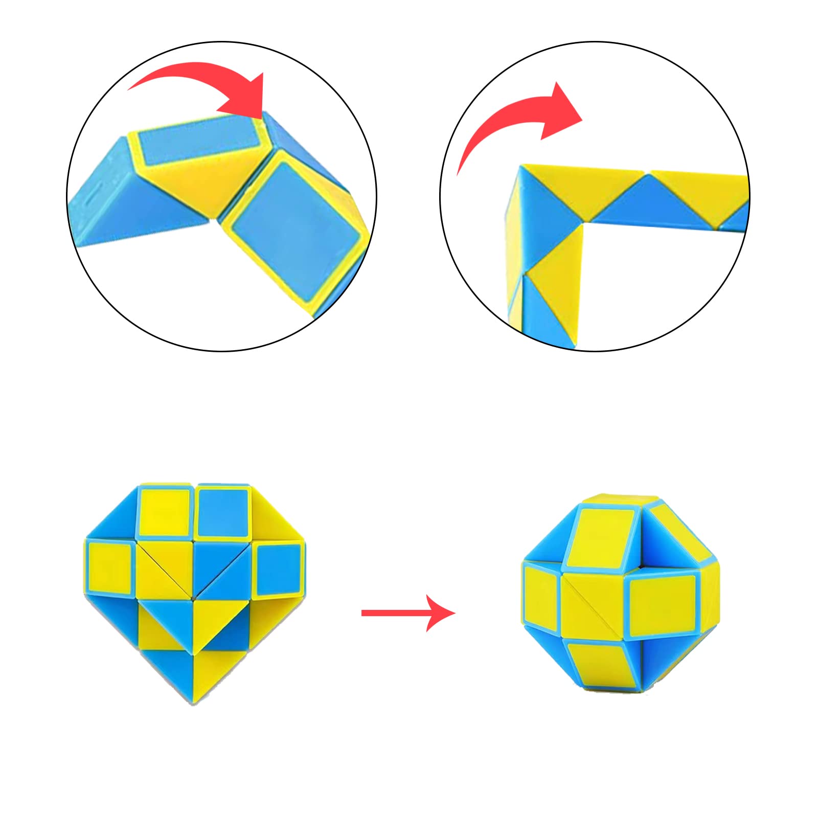 GOLDGE 15-teiliges Magische Schlange Puzzle – Mini-Drehspielzeug In Regenbogenfarben – Für Kinder & Erwachsene – Fördert Kreativität & Motorik