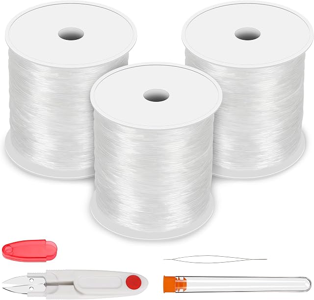 SANNIX 300m 3 Rolls 0.8mm Stretchy String for Bracelets, Elastic String Cord Rope for Jewelry Making Bracelet Necklace Beading Crystal Stretch Bracelet String Bead Cord (White)