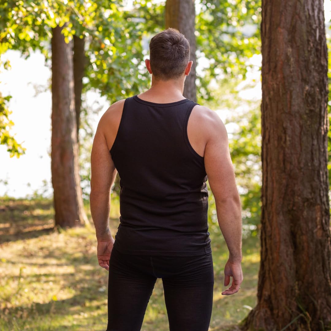 menique Herren Workout-Tanktop, leicht, atmungsaktiv, 100% Merinowolle