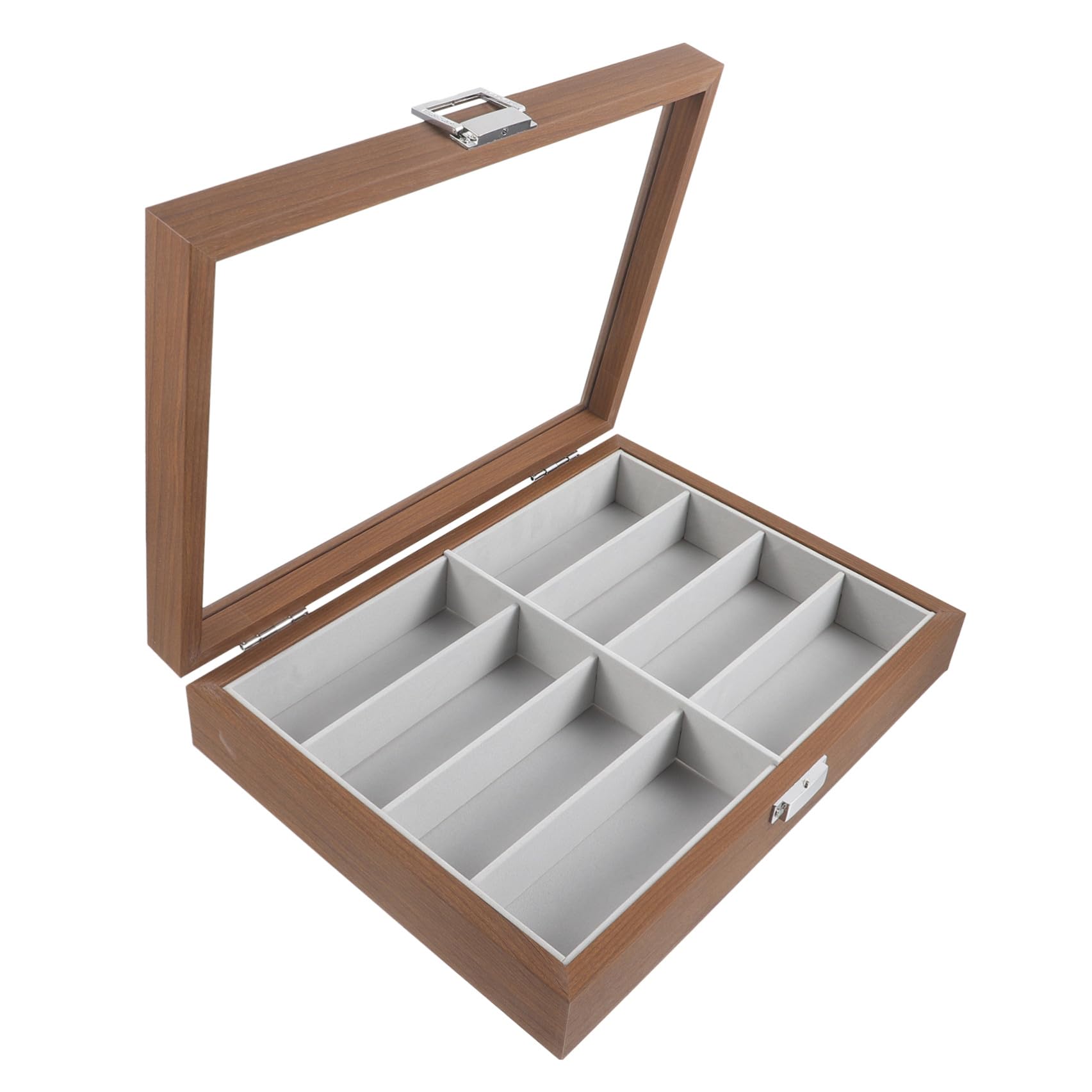 EXCEART Boîte à Lunettes Bois Emplacements avec Fenêtre Verre Transparent Organiseur de Rangement pour Lunettes de Soleil Vue Intérieur Feutre Protection Rayures pour Maison et Boutique