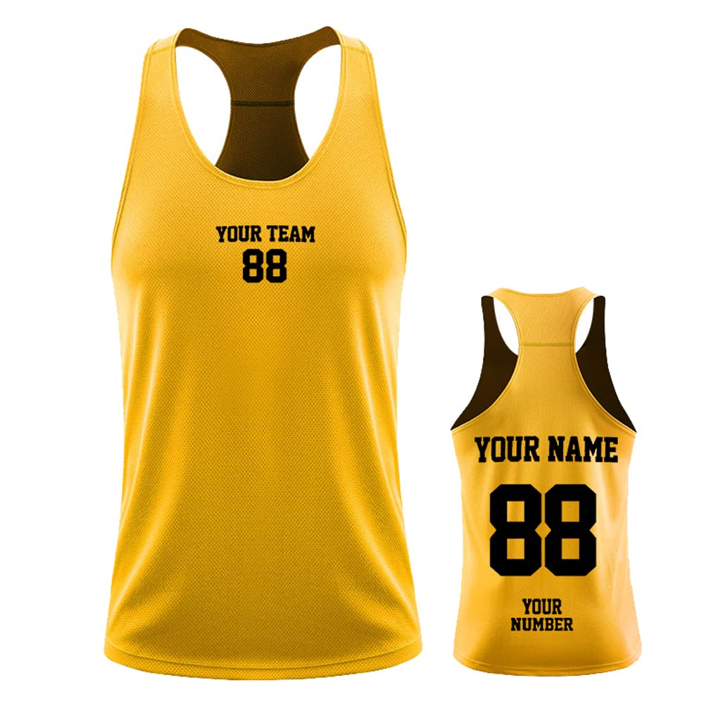 DEYI Add Your Logo Men's Athletic Compression Under Base Layer Sport Tee,Yellow S