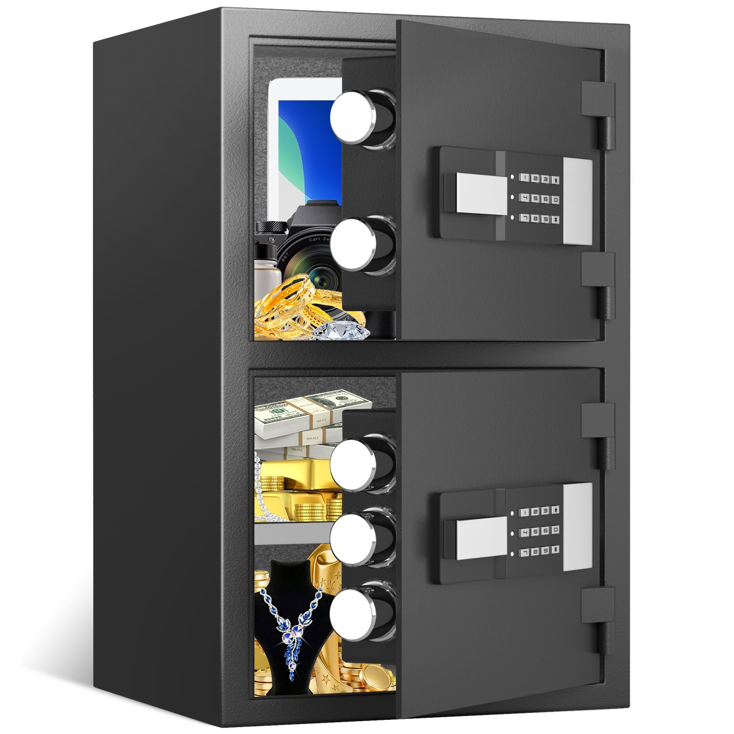 5.5 Cubic Extra Large Safe Fireproof Waterproof, Digital Security Safe Box with Removable Shelf, Soft Lining &amp; Dual Alarm for Home Office