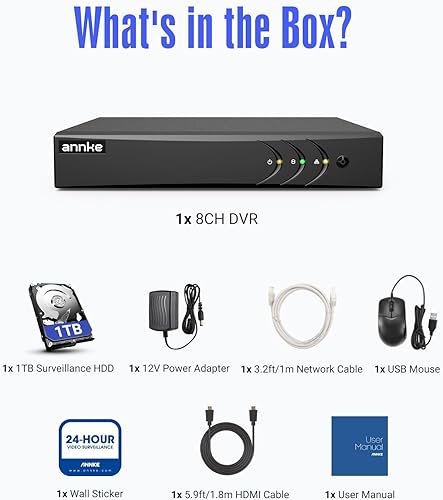Miniatura 9 de ANNKE 3K Lite 8 Canales Híbrido 5-en-1 Grabador de Video Digital de Seguridad, H.265+ DVR de Vigilancia Soporta 8 Canales Analógicos y 2 Canales de