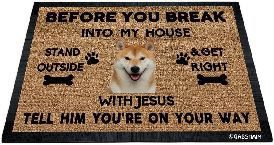 Shiba Inu Doormat Funny Dog Welcome Floor Mat Entrance Front Door Decorative Mat Rug 27.5"x17.7"
