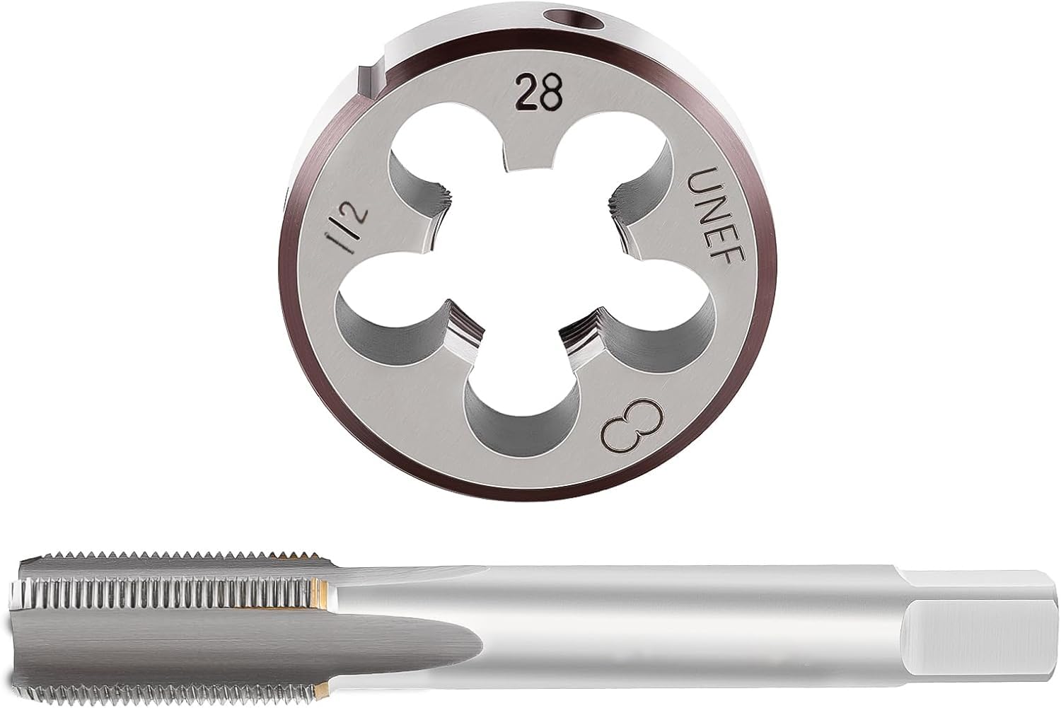 MOTOALL 1/2-28 TPI Tap and Die Set HSS 1/2" x 28 22LR 223 5.56 9mm UNEF High Speed Steel Right Hand Thread Tap Tool