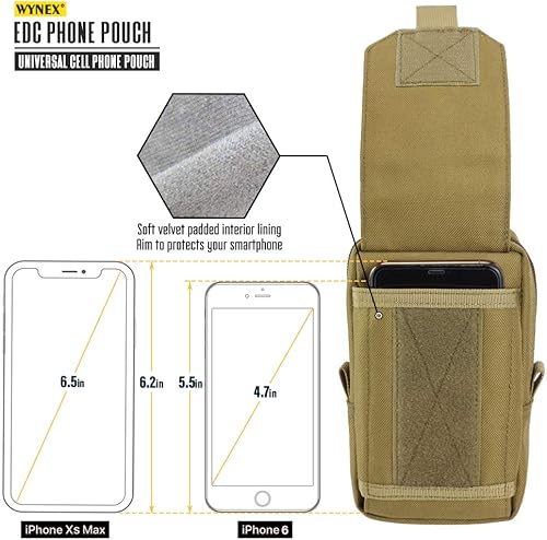 Miniatura 4 de WYNEX Bolsa táctica EDC Molle, bolsa de utilidad, organizador de artilugios, soporte para teléfono, paquete de cintura IFAK, bolsa para teléfono