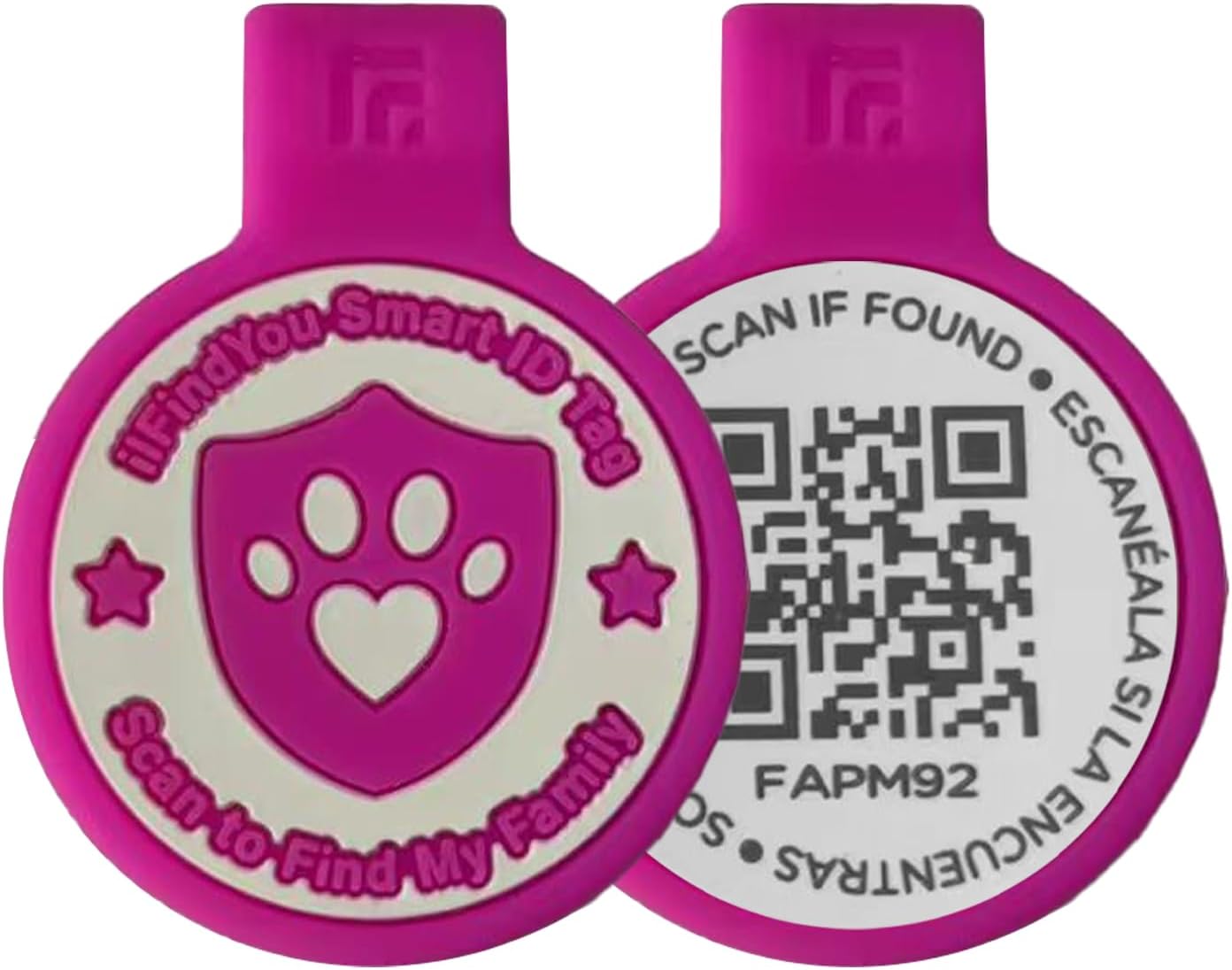 Smart Pet ID Tag with QR Code, Pink Silicone Dog Tag, Scannable Digital Identification (Purple, Large-1.2″*1.4″) Smart Pet ID Tag with QR Code, Pink Silicone Dog Tag, Scannable Digital Identification (Purple, Large-1.2″*1.4″)