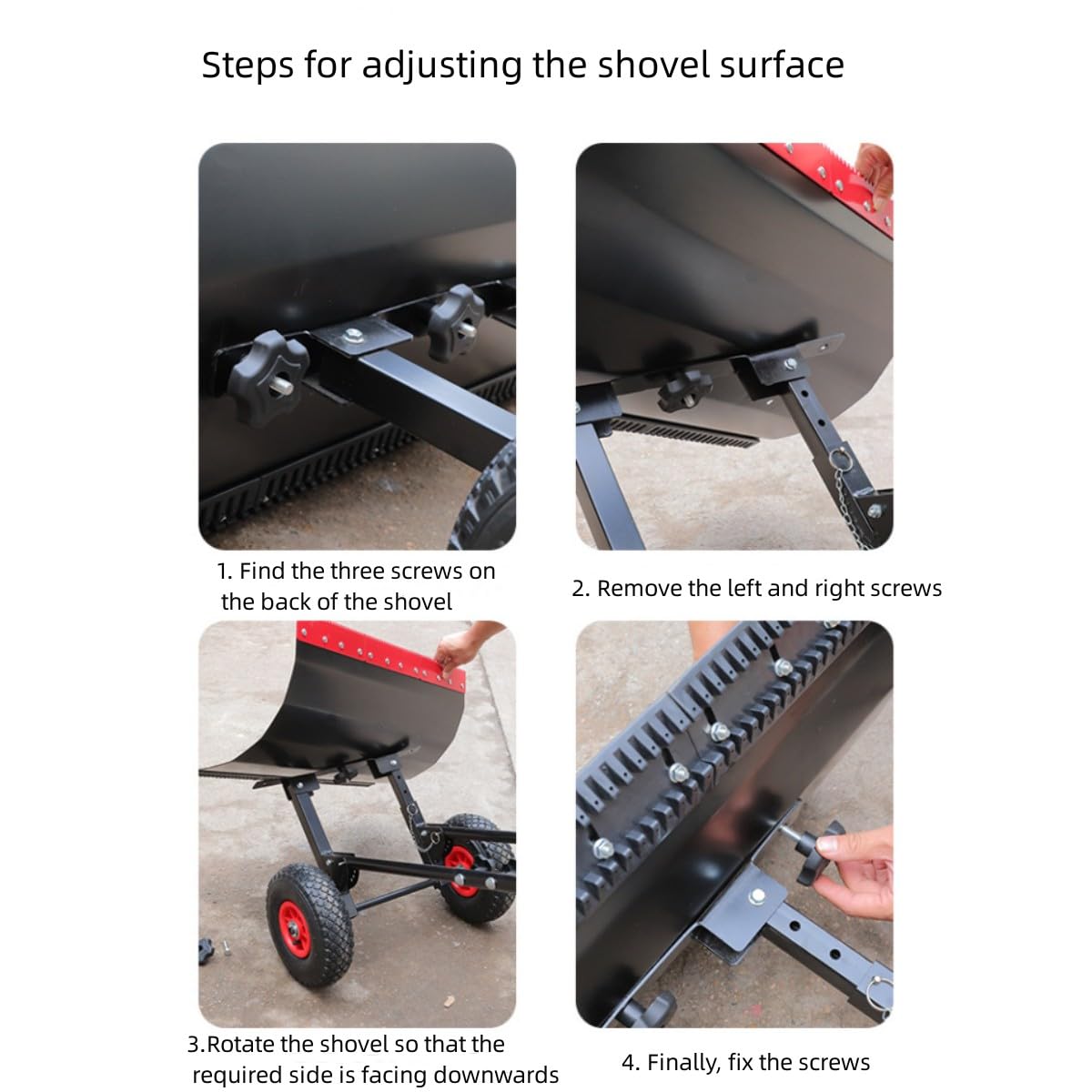 Pala de nieve resistente para entrada, empujador de nieve bidireccional resistente con ruedas, pala larga de doble propósito para quitar nieve y hielo, para puerta de acera, pala de nieve de metal