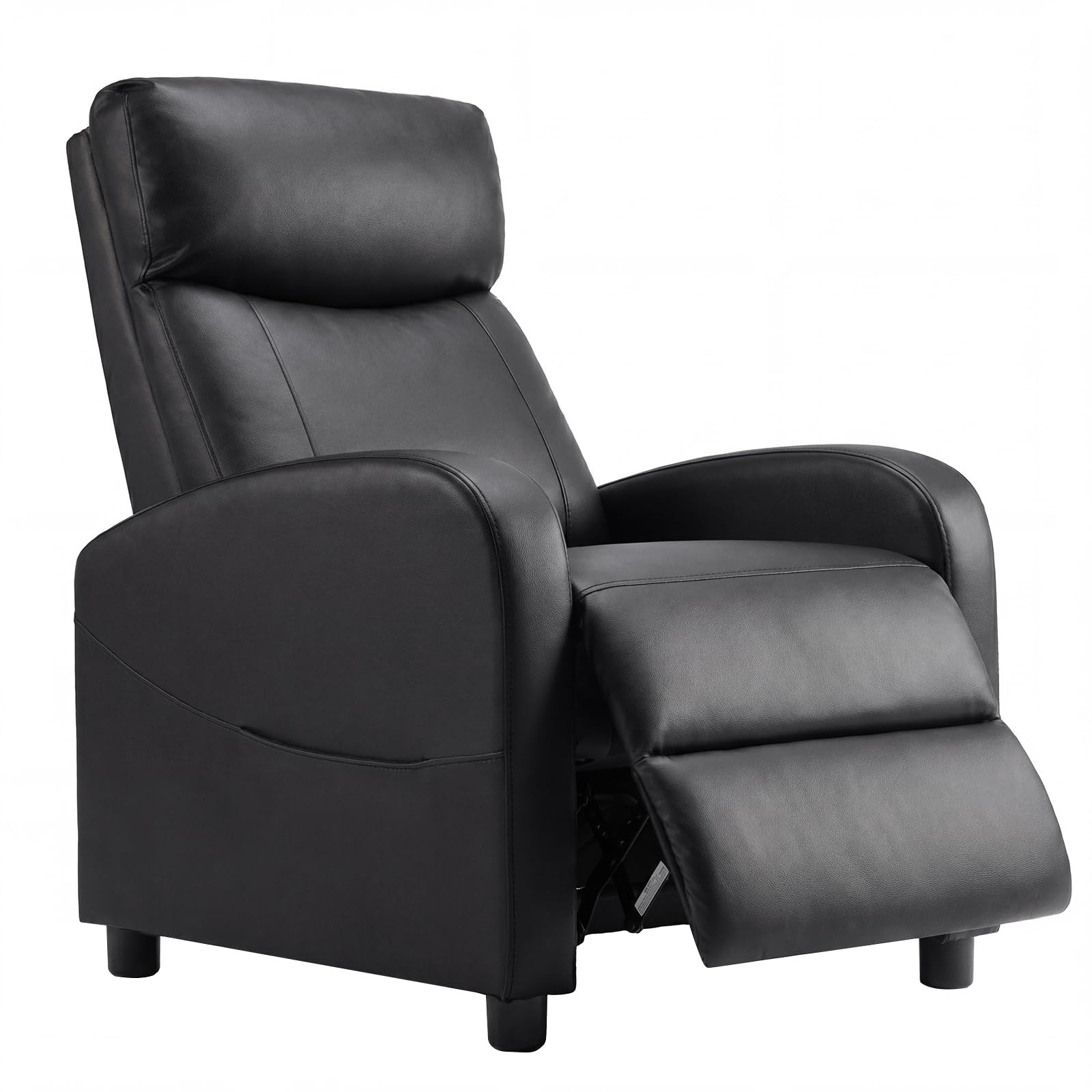 Condition photo showing New/Like New for sweetcrispy recliner chair pu leather recliner sofa no massage, home theater seating with lumbar support, adjustable push back overstuffed high-density sponge reclining for living room, black