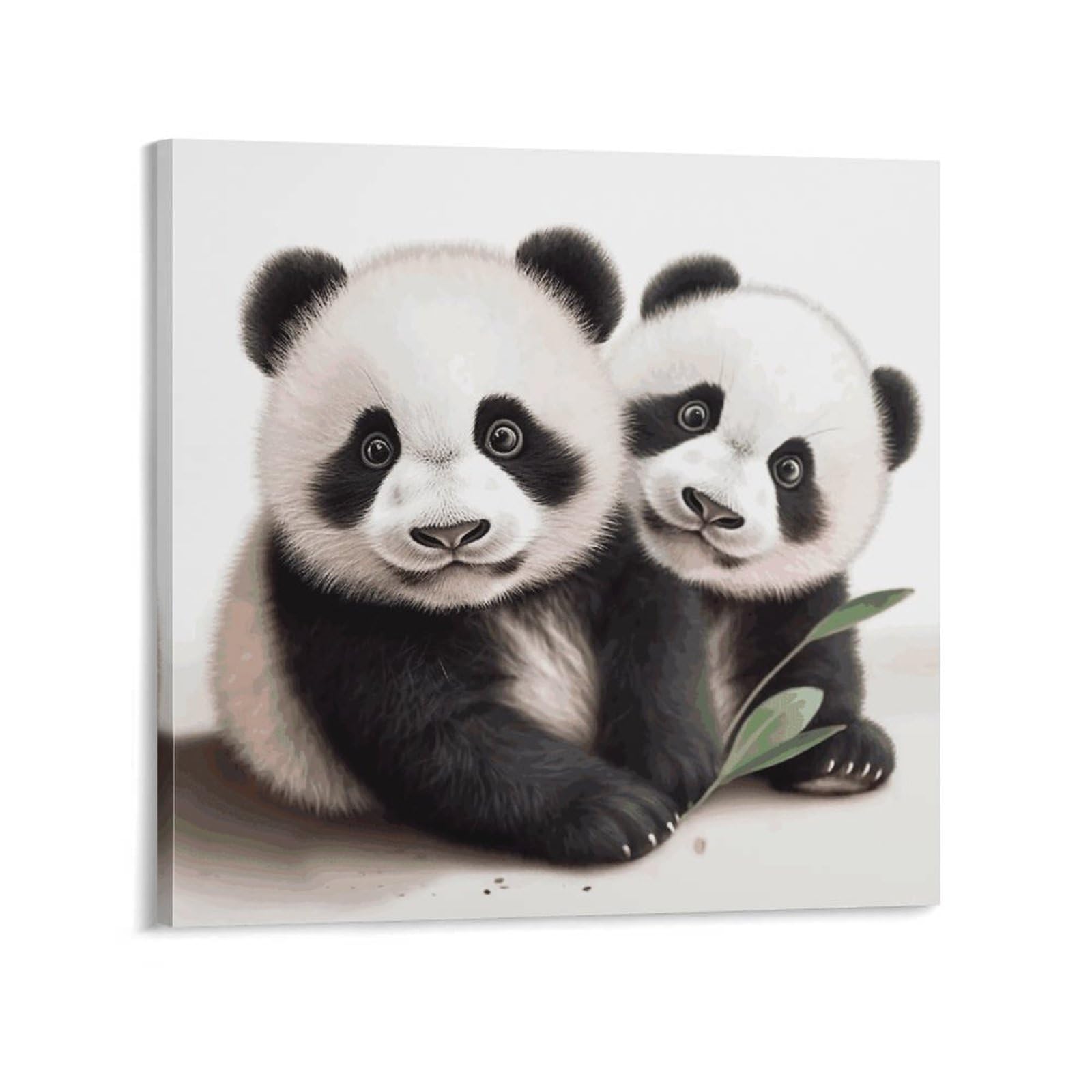 KLOPH Baby Pandas Canvas Wall Art for Living Room 08x8inch Modern Artwork Painting for Bathroom Hanging Canvas Prints Aesthetic Wallart for Bedroom Kitchen Office Wall Decor
