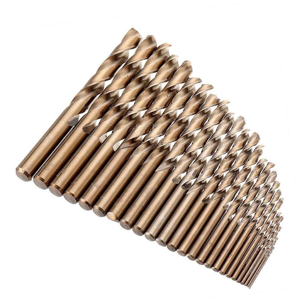 M35 BIT PRIVATO PRATIFICATO COBALTATO Set di punte a spirale HSS-Co con custodia in plastica per la perforazione in metallo in legno in acciaio inox-19 pezzi