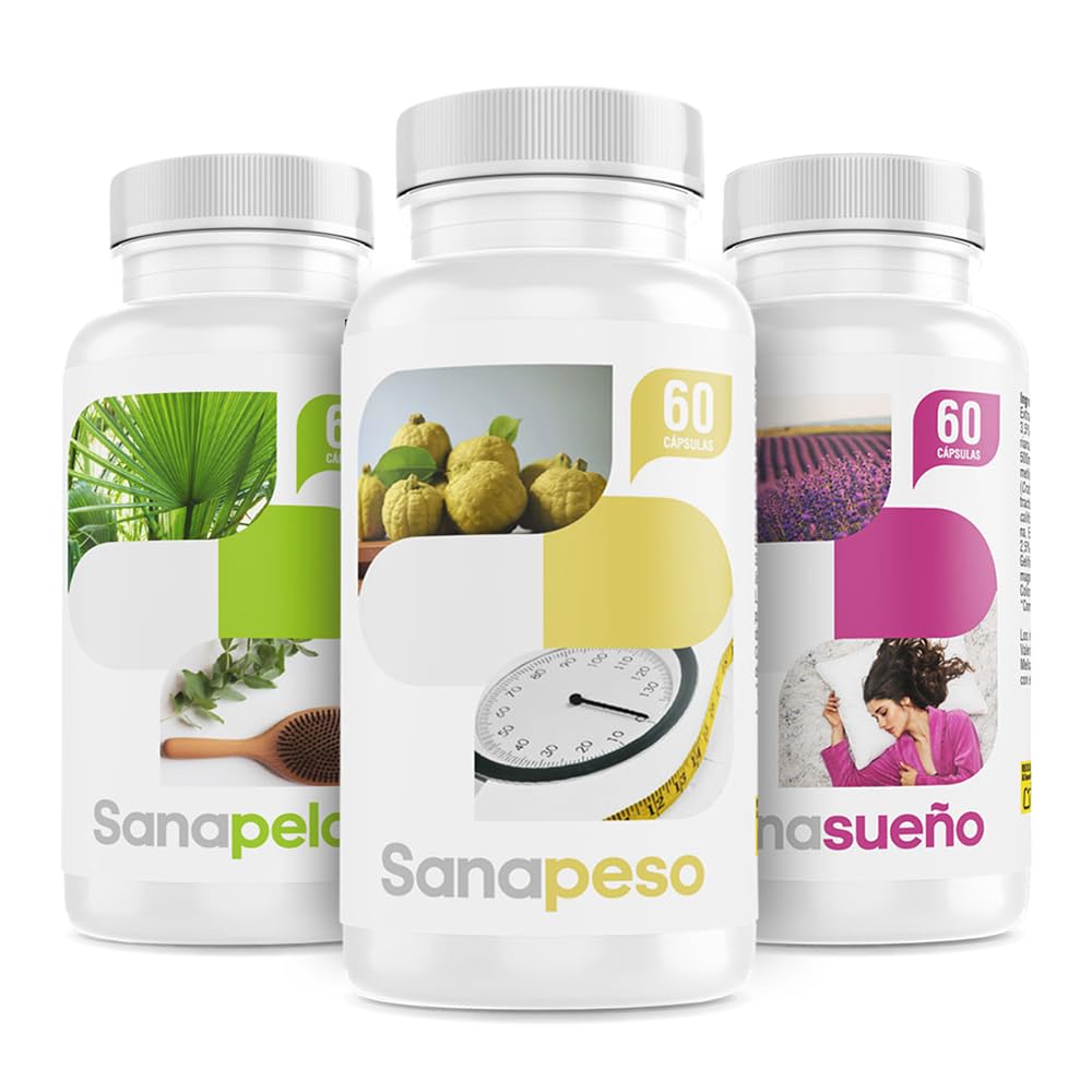 Cápsulas Naturales para el Control de Peso - Con Garcinia Cambogia | Extracto Seco de Café | Ayuda a Controlar el Apetito |Fabricado en España | Sin Gluten ni Lactosa - SANACAPS (3 Botes)
