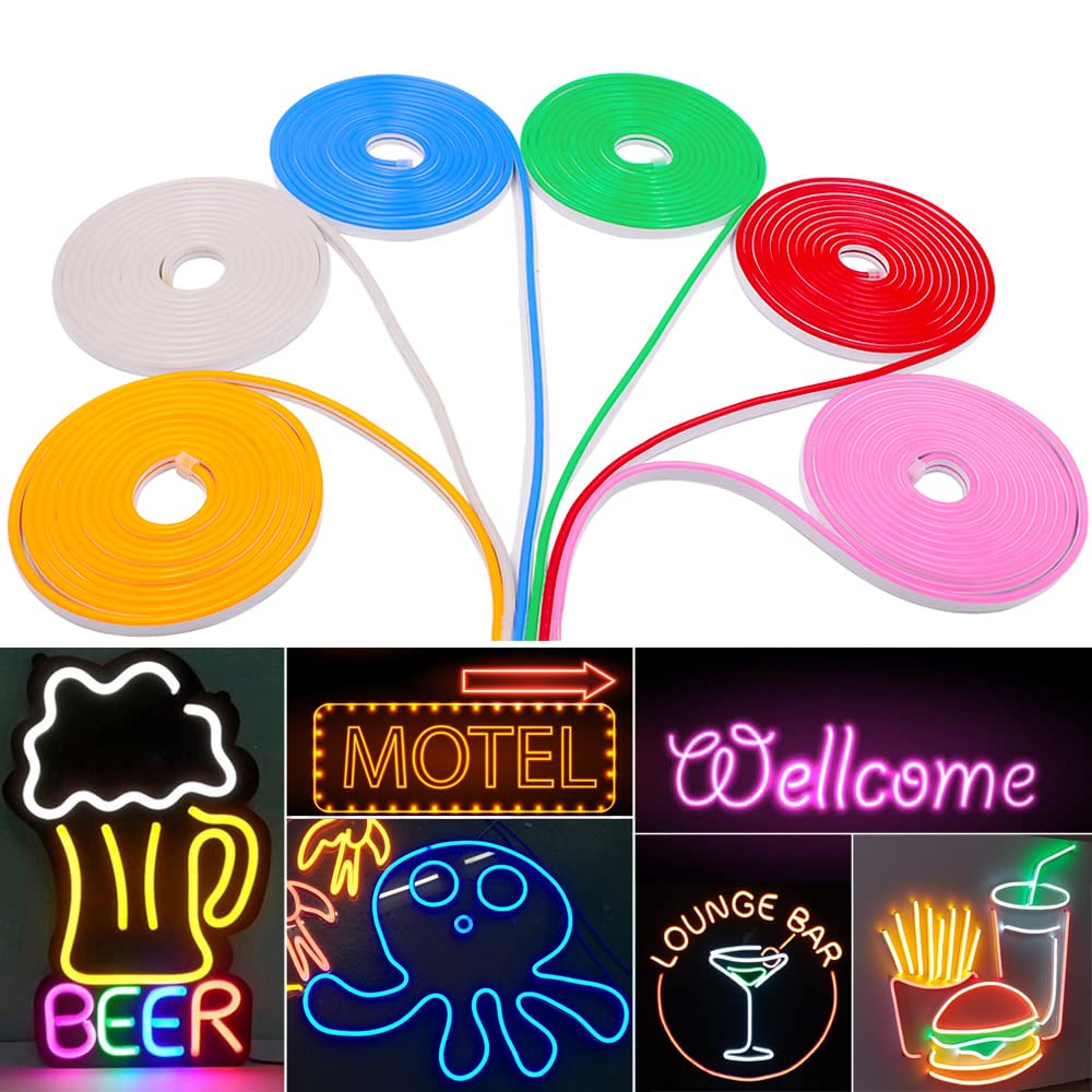 XUNATA Striscia LED al Neon Dimmerabile con Interruttore Dimmer Tattile, Nastro Leggero a Corda Flessibile DC 12V, Fai da te Home Art Decor Luce Pubblicitaria Commerciale (Bianca, 5m)