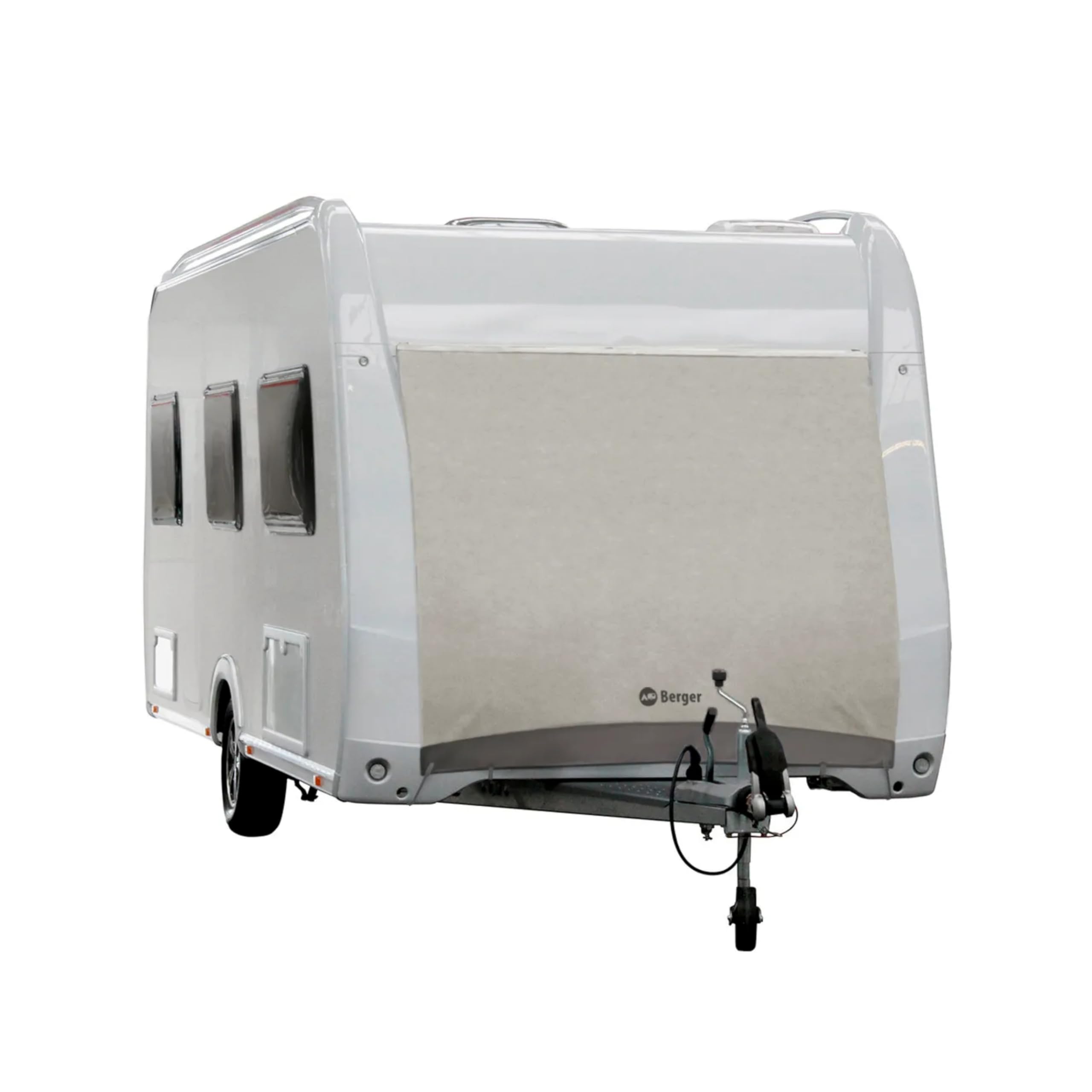 BERGER Wohnwagen Bugschutzplane | Verschiedene Größen | Atmungsaktive Abdeckplane mit Einzugskeder & Ösen | Schutz vor EIS, Schnee & Zugluft | Hochwertiges Tyvek-Material (200 x 160 cm)
