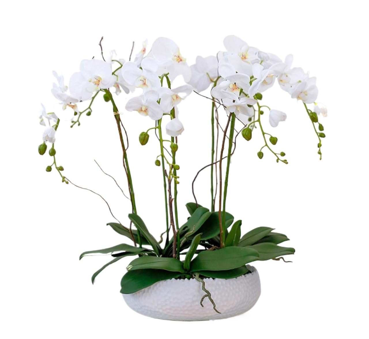 IUokLU Artificial Orchid Flowers,Potted Butterfly Orchid, Phalaenopsis Orchids Bonsai Realistic Artificial Potted Orchids Butterfly Flowers Plants - Stunning Artificial Flowers Orchid Flowers