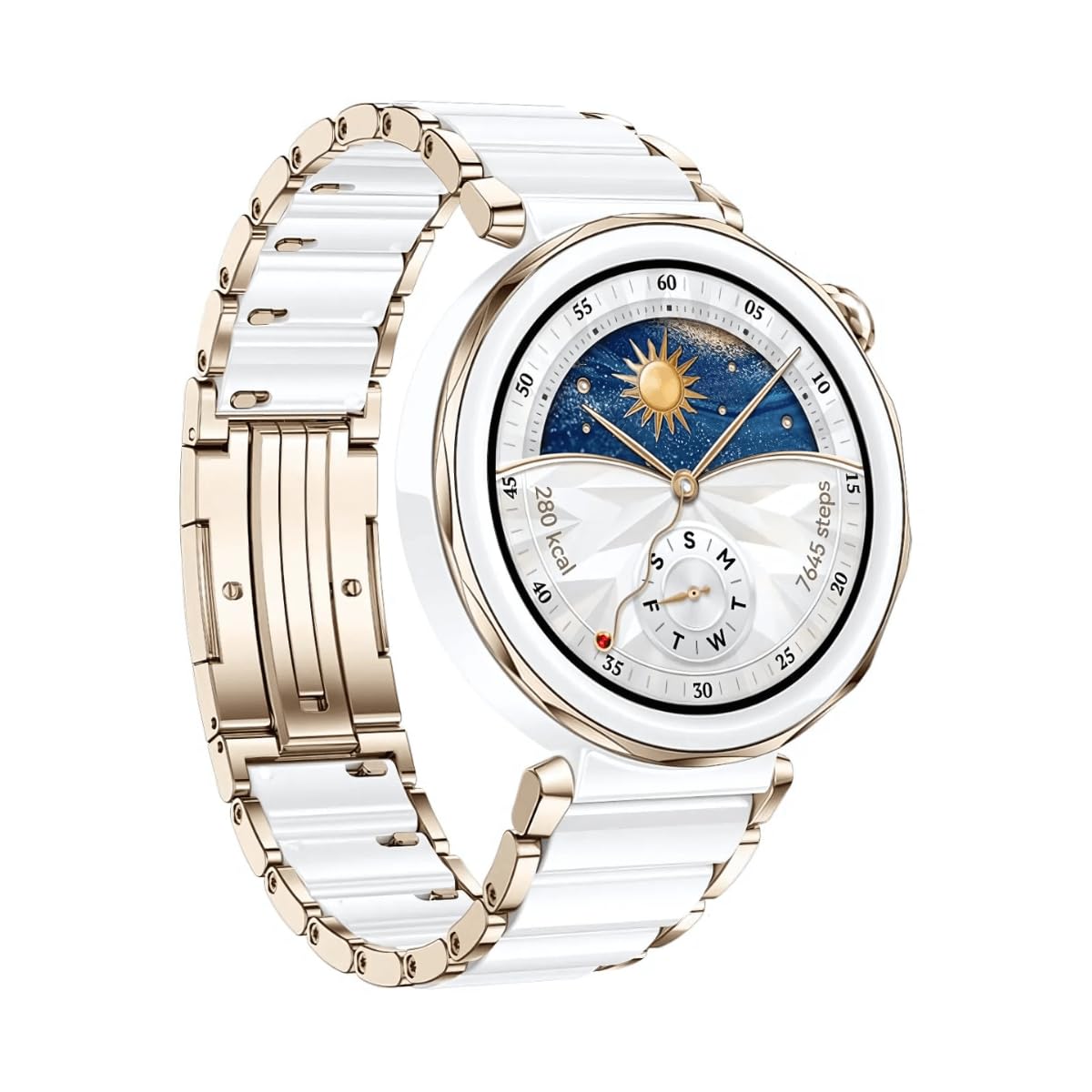 Huawei Watch GT 5 Pro 42mm Smartwatch, scharfkantiges Design, Pro-Level-Sportuhr, Gesundheits-Tracking, EKG-Überwachung, bis zu 14 Tage Akkulaufzeit, GPS, Bluetooth-Anruf, iOS&Android, weiße Keramik
