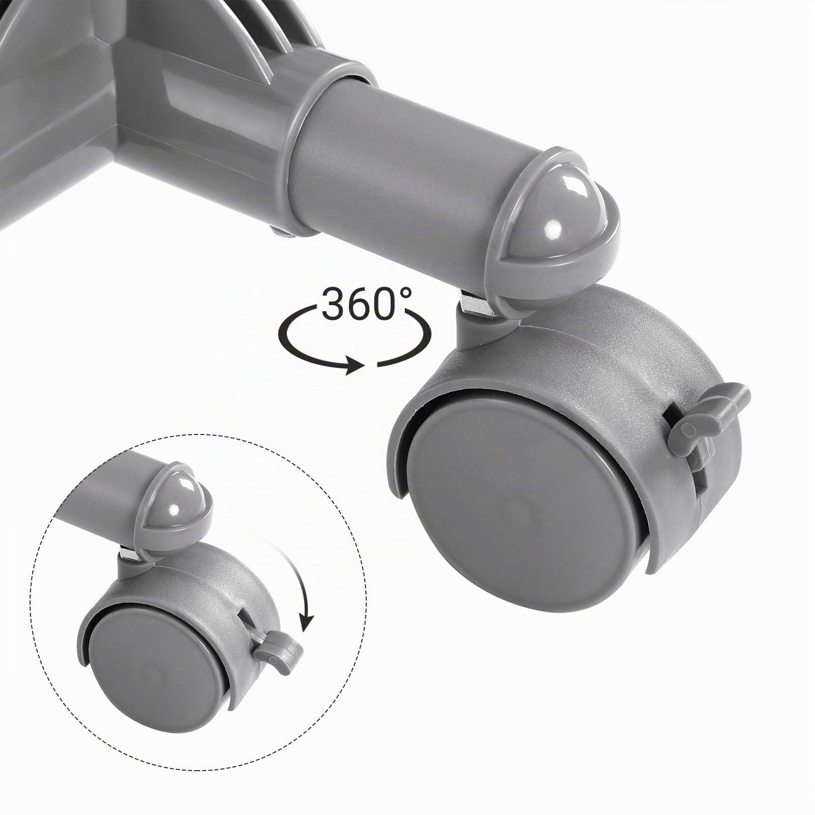 SONGMICS Appendiabiti a doppia barra, portaabiti, mobile estensibile tra 87 e 150 cm, con ruote e ripiano portaoggetti, capacità di carico 70 kg, per cappotti, sciarpe, grigio LLR13GY | Attaccapanni con Ruote e Ripiano, Struttura Spessa, Portata 70 kg, pe