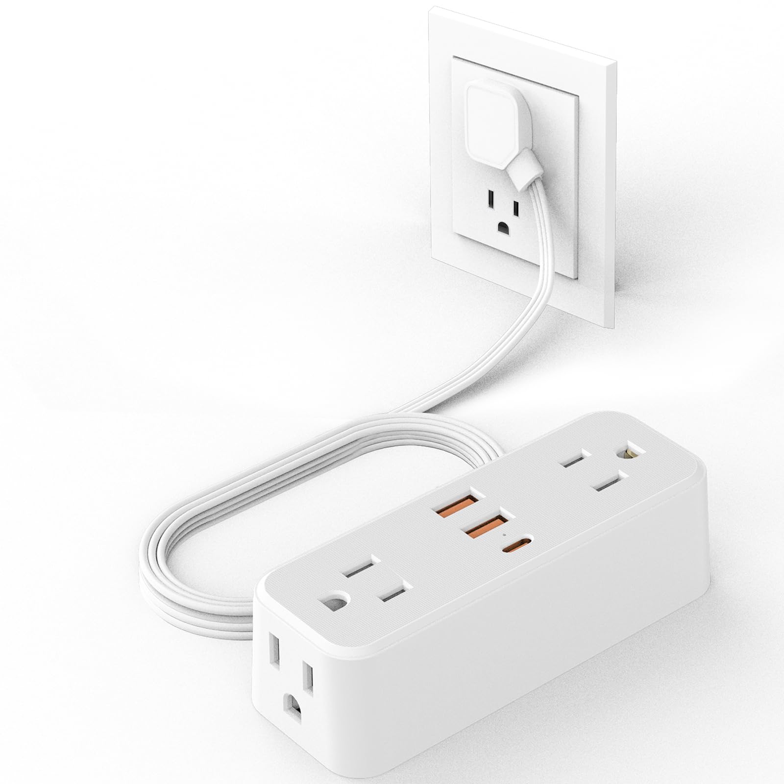 Buy Flat Plug Power Strip, BEVA Ultra Thin 5FT Flat Extension Cord, 4