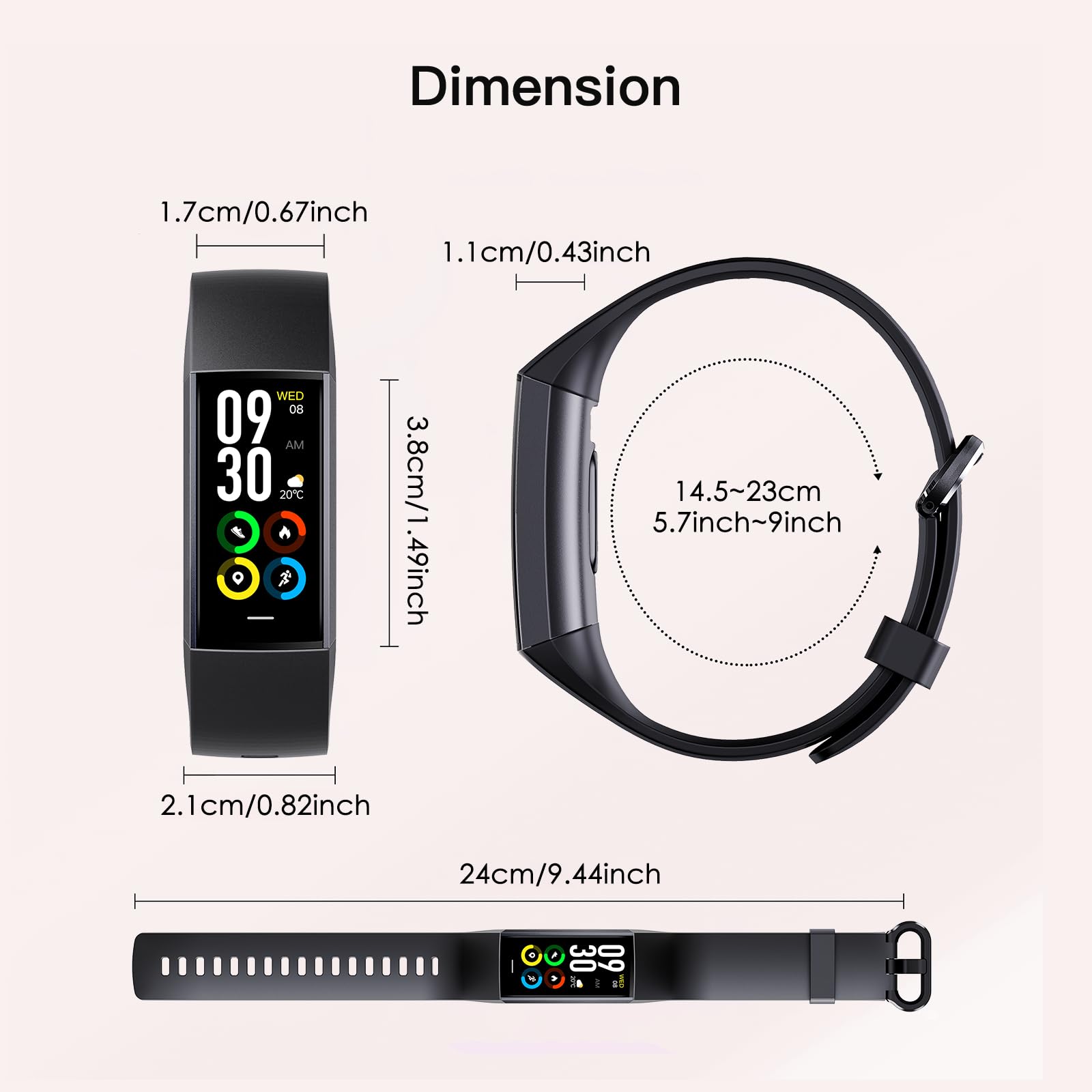 Fitnessuhr Herren Fitness Tracker Herren Blutdruckmessung Schlaftracker Gesundheitsuhr Schrittzähler ohne App und Handy Fitnessuhr Damen Schmal Pulsuhr Smartwatch Sportuhr Android IOS Schwarz Blau