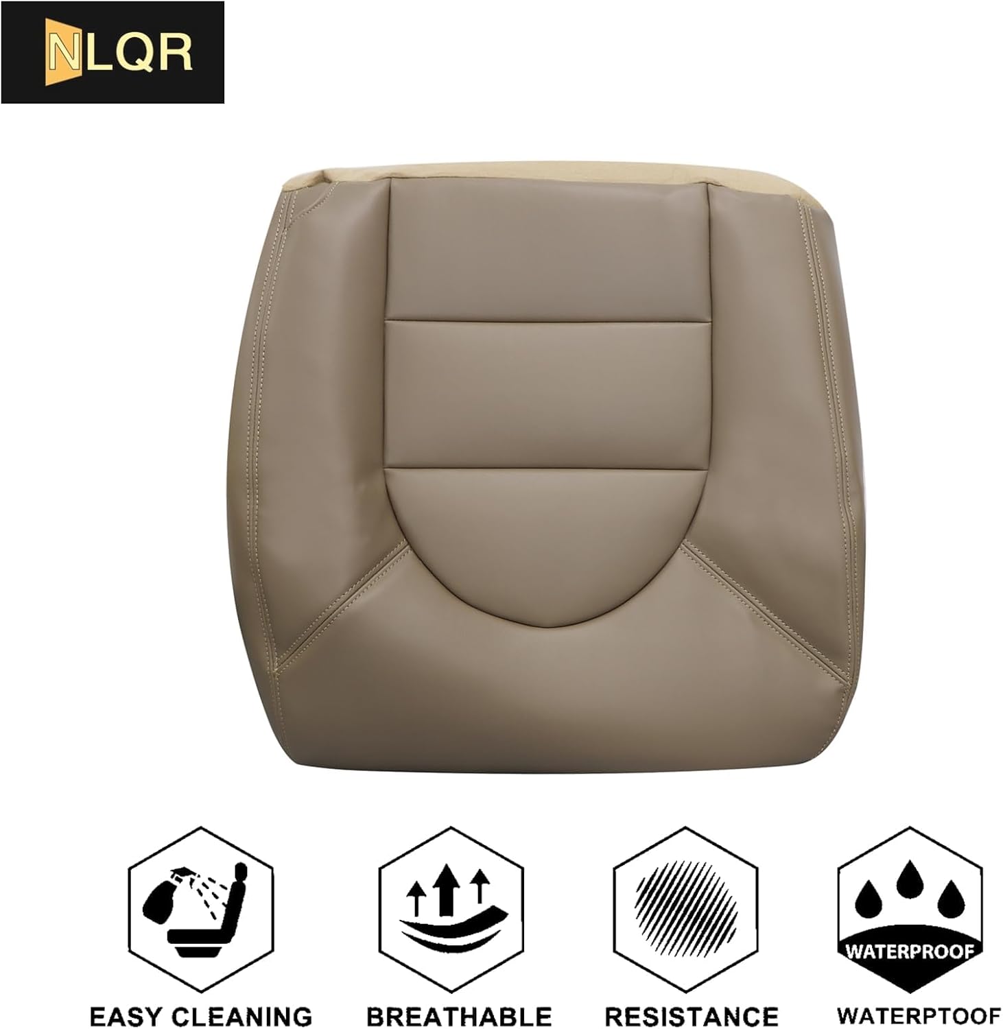 NLQR Front Driver and Passenger Bottom Replacement Seat Covers & Driver Bottom Seat Foam Cushion Compatible with Ford F250 F350 F450 F550 Lariat XLT 1999 2000