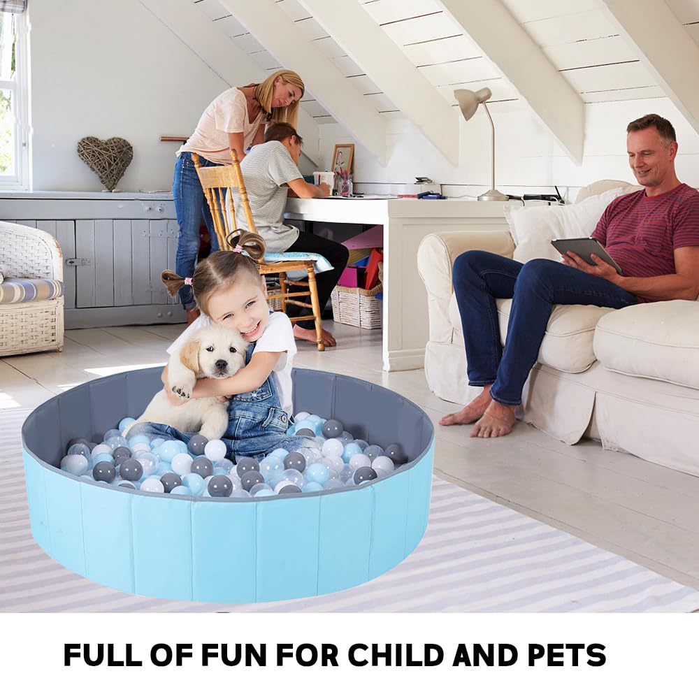 Piscina de bolas plegable de 80 cm para niños, niñas, jóvenes, guardería, portátil, para perros, gatos, interior y exterior, bolas no incluidas (azul)