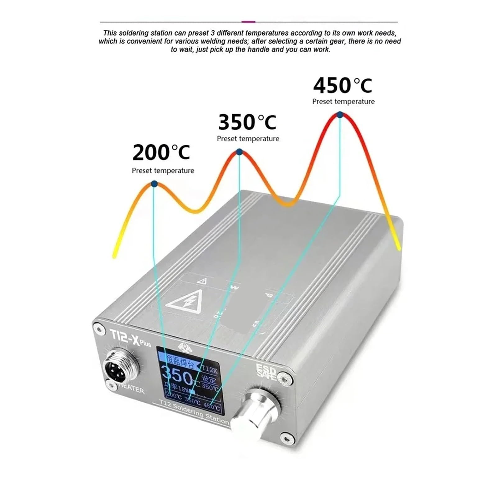 Lutownica, Stacja lutownicza T12-X Plus, cyfrowe narzędzie spawalnicze LCD o mocy 75 W do naprawy