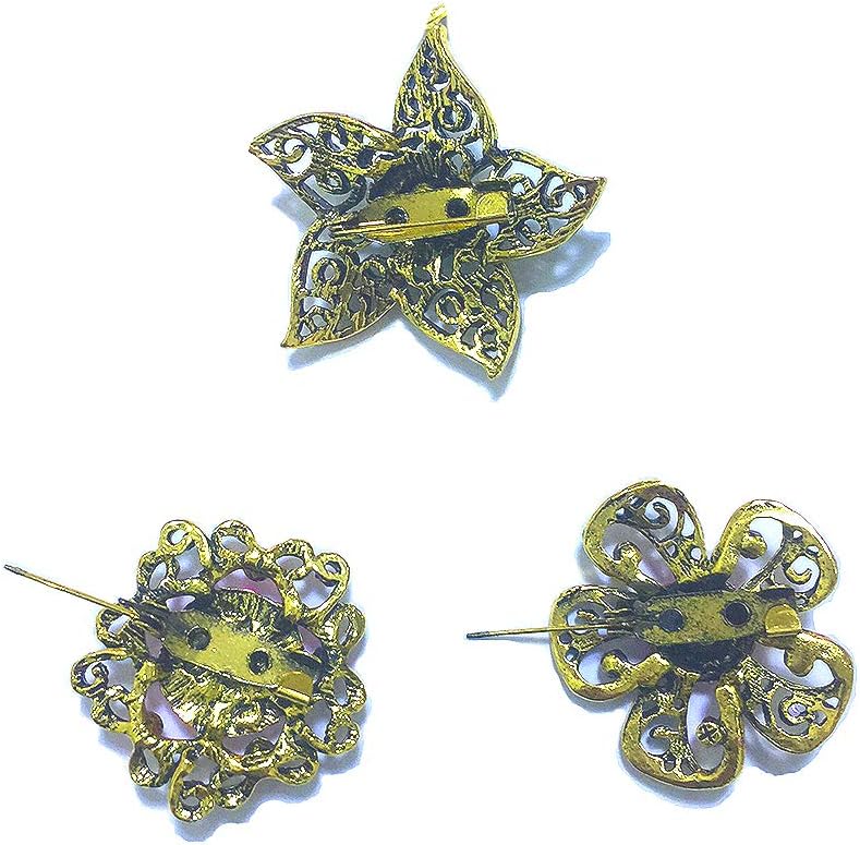 Ezing Lot 24pc Shining Rhinestone Crystal Brooches Pins DIY Wedding Bouquet Kit (E) - Image 3