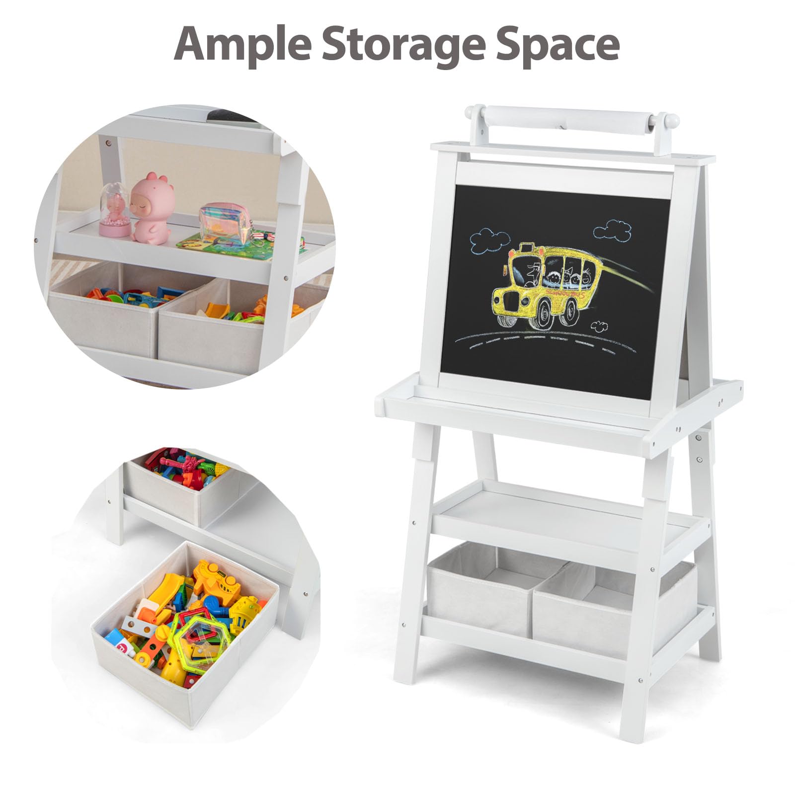 LIVSK 3-In-1 Kindertafel Kunstschildersezel En Krijtbord Kin LIVSK 3-In-1 Kindertafel Kunstschildersezel En Krijtbord Kin
