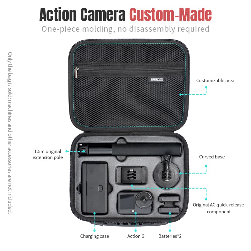 Funda accesorios DJI Action 6 estuche protector portátil de transporte con cremallera 3