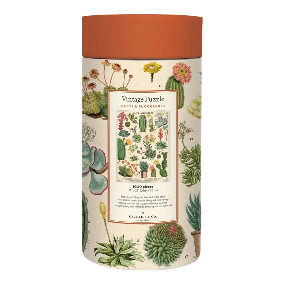 Cavallini- Cacti & Succulents 1,000 Piece Puzzle, Multicolore, 1000, PZL/SUC